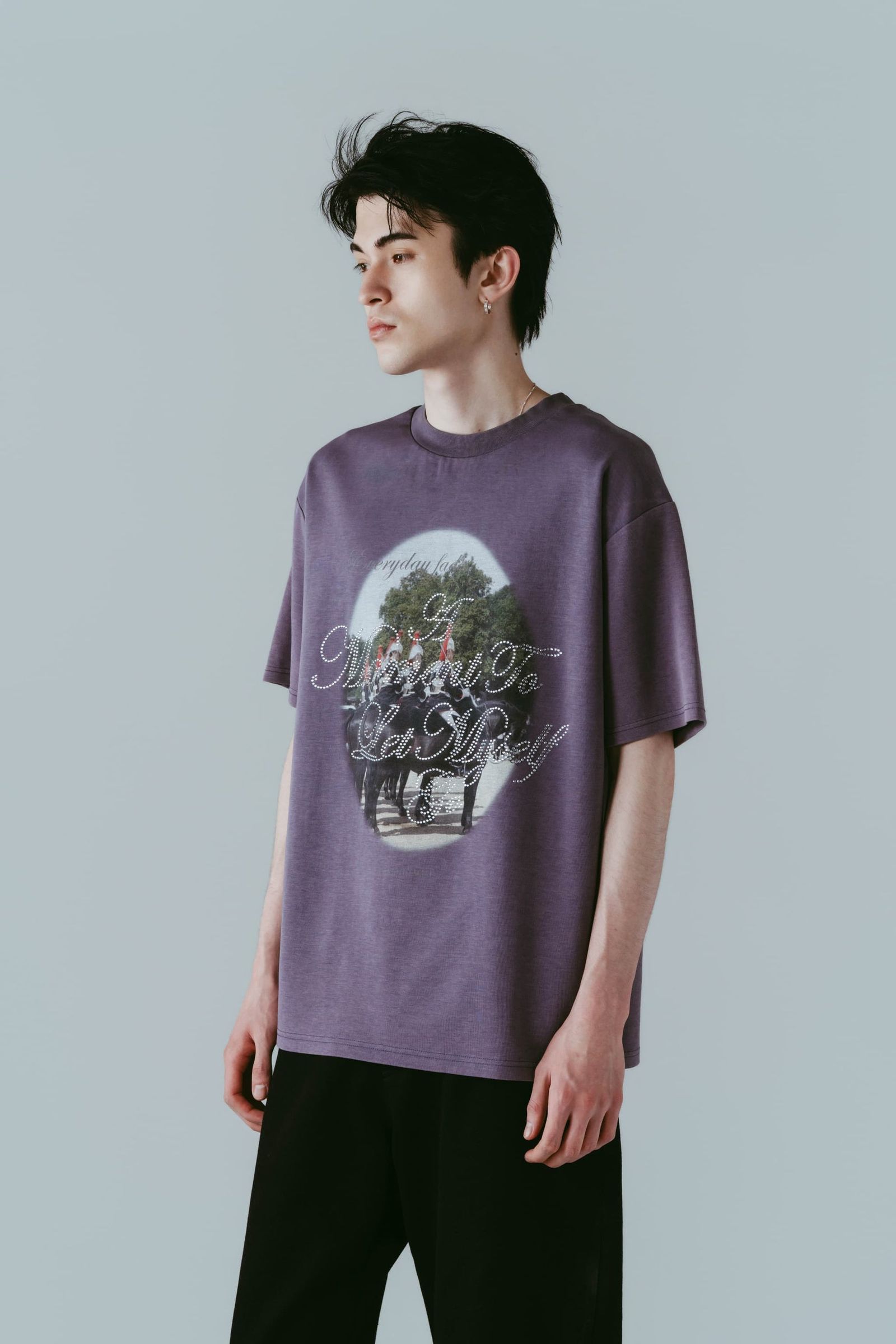 ラインストーングラフィックTシャツ (パープル) rhinestone graphic tee(unisex) (Purple) /  26SS