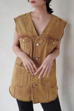 VINTAGE LIKE DENIM VEST JACKET / ビンテージライクデニムベストジャケット (コーク)