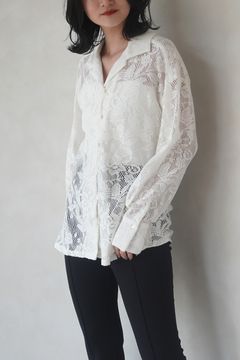 OPEN COLLAR RACE SHIRT / オープンカラー レースシャツ (ホワイト)