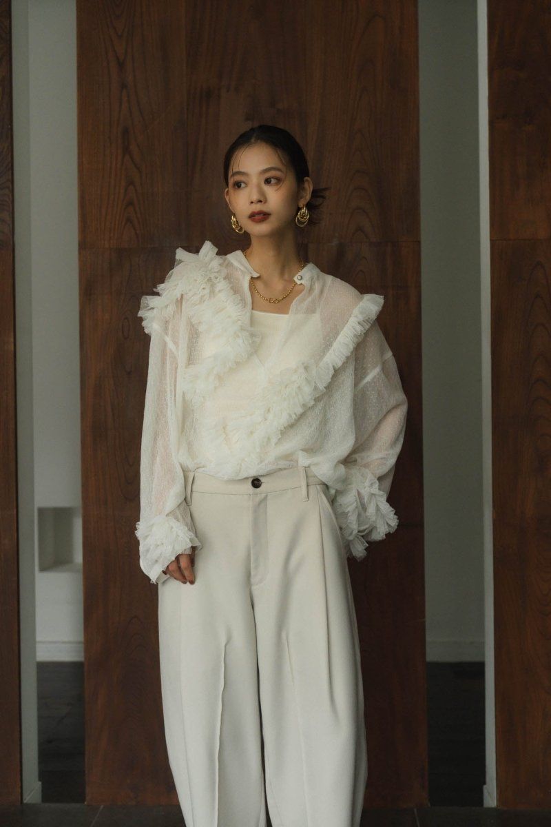 tulle design blouse / チュールデザインブラウス (ホワイト)