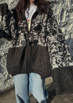 jacquard & cable placement toggle knit / ジャガード ケーブルトグルニット (チャコール) / 25AW /