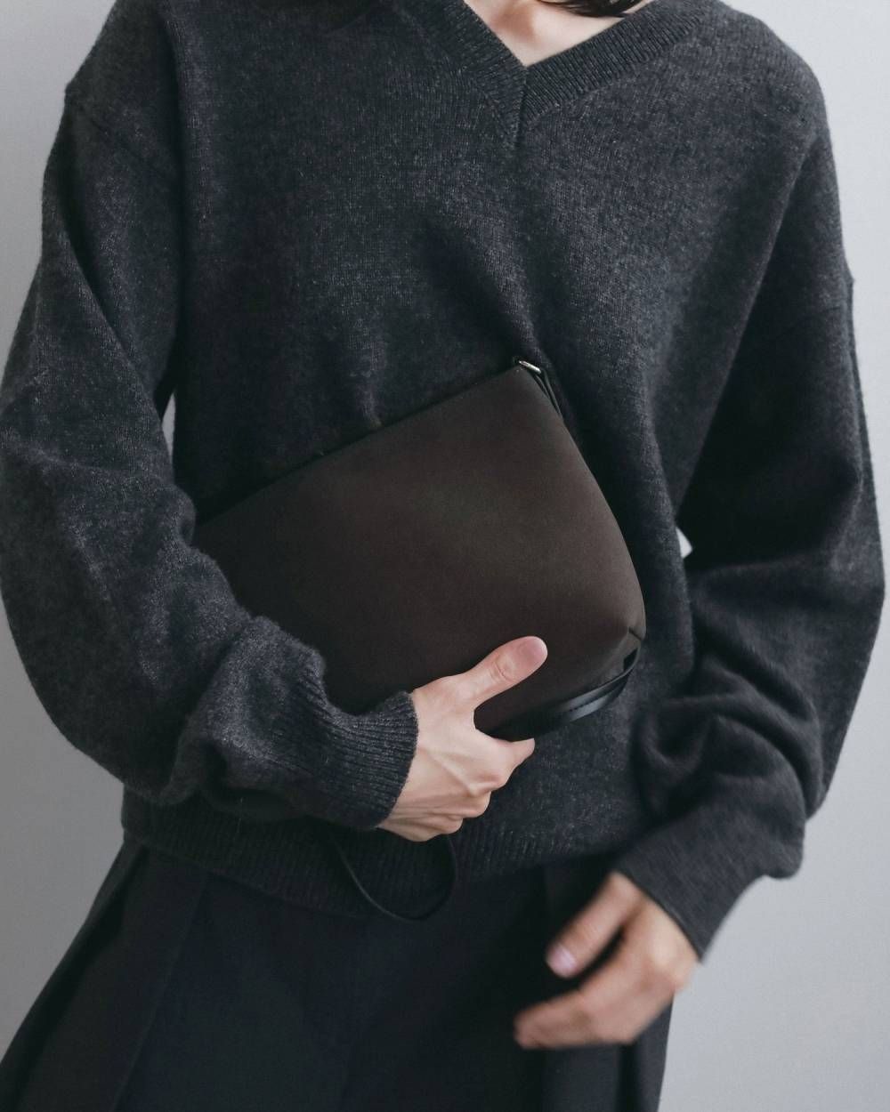 エコレザーハンドバッグ (ブラウン) Ecoleather Hand Bag (Brown) / 26AW 【6月29日まで期間限定予約】
