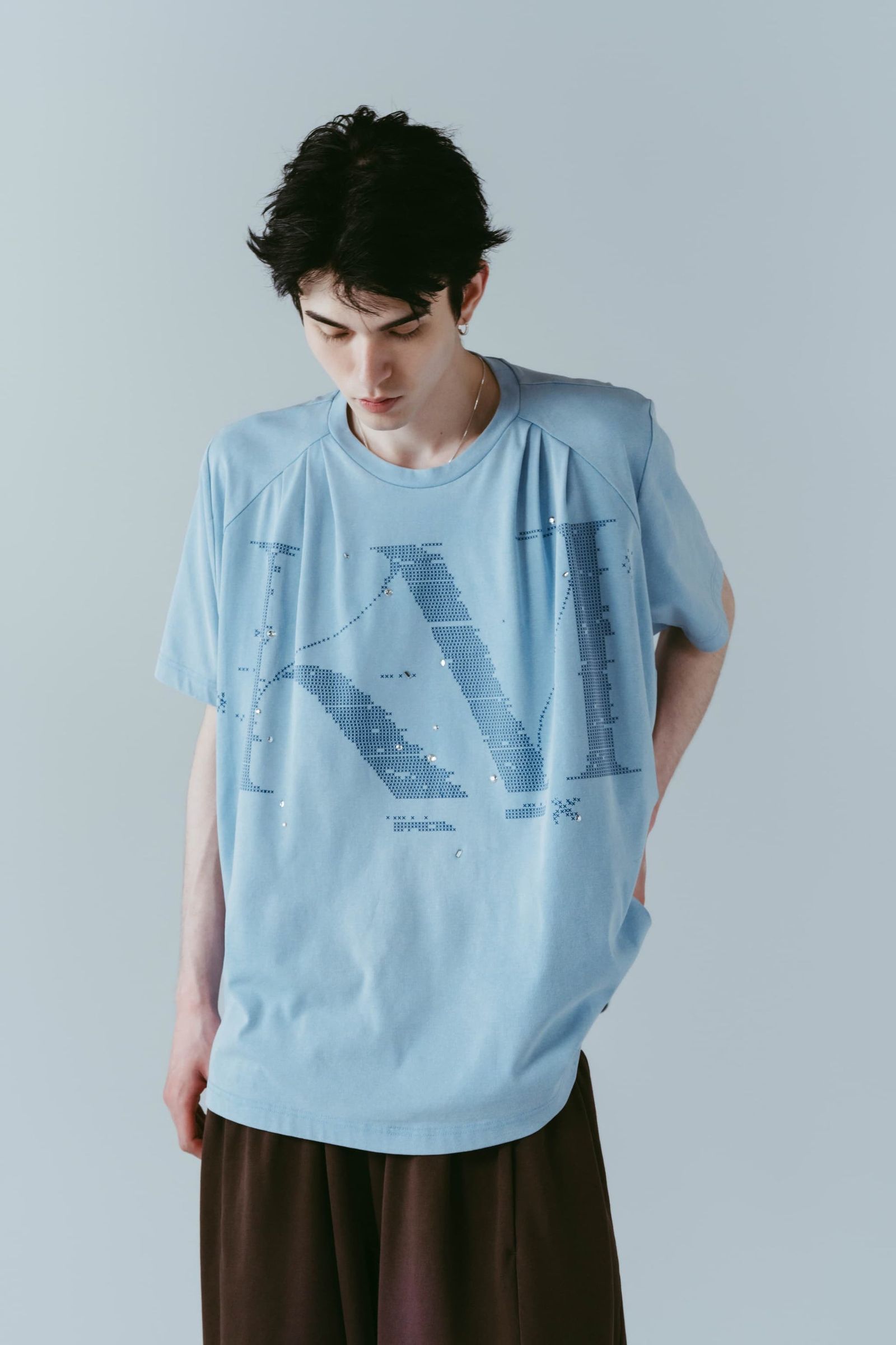 タック オーバーサイズTシャツ (ブルー) tuck detail oversized tee(unisex) (Blue) /  26SS