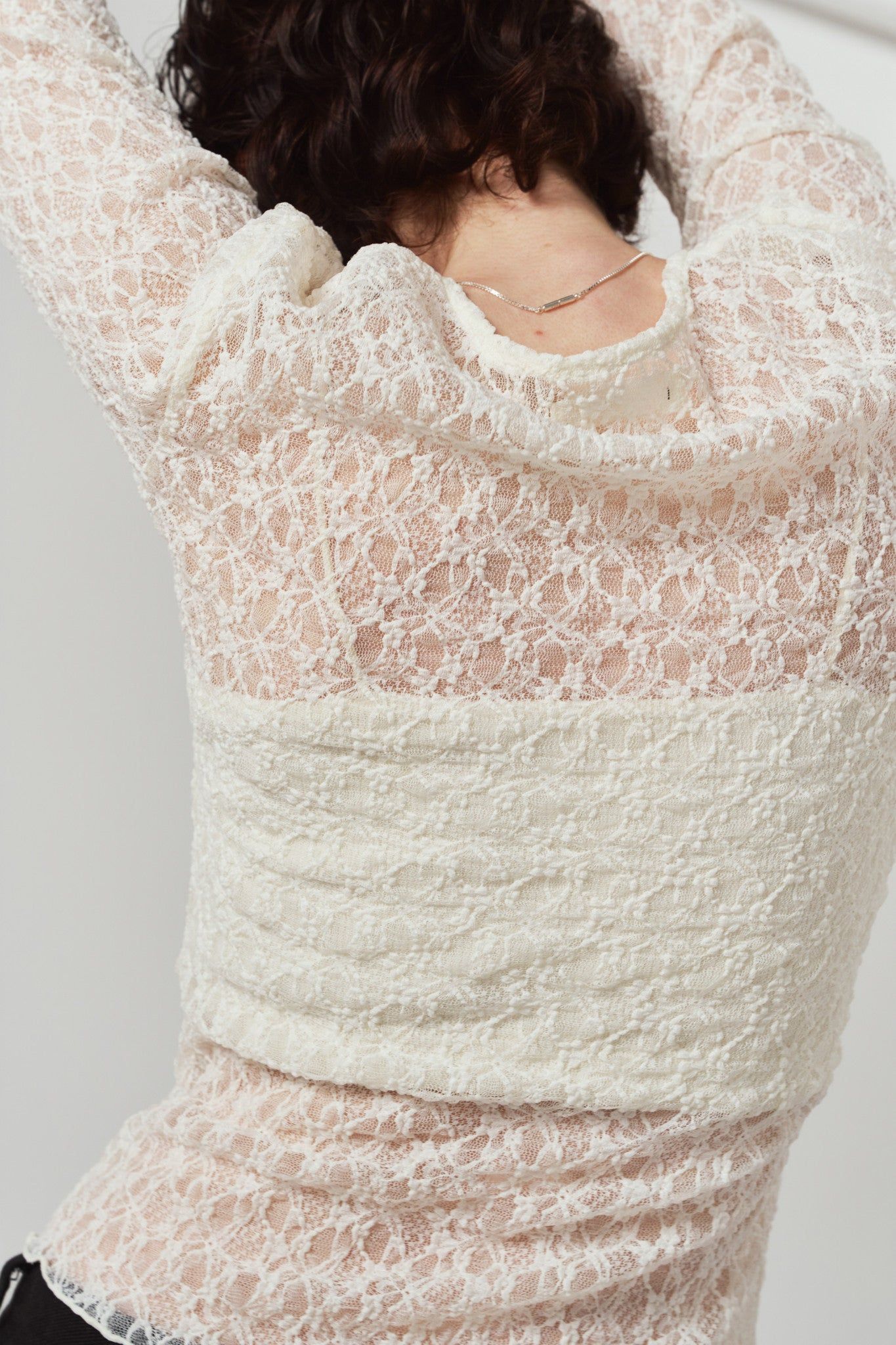 レーストップス (ホワイト) lace gathered top (White) / 26AW