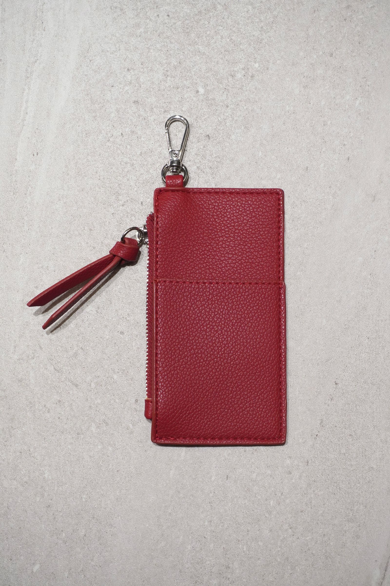 RECYCLING LEATHER MULTI MOBILE POUCH / リサイクルレザーマルチモバイルポーチ (レッド) スマホショルダー/コインケース・カードホルダー付き / 取り外し可能
