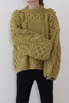 PATCHWORK LIKE HAND KNIT TOPS / パッチワークライクハンドニットトップス (マスタード)