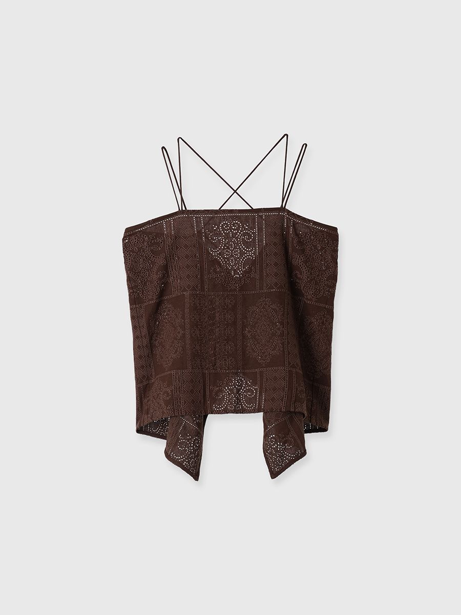 【25SS】CUTWORK LACE CAMI / カットワーク レースキャミソール (ブラウン)