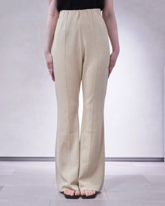 センターシームフレアシルエットニットパンツ (ゴールド) Center Seam fFared Knit Pants