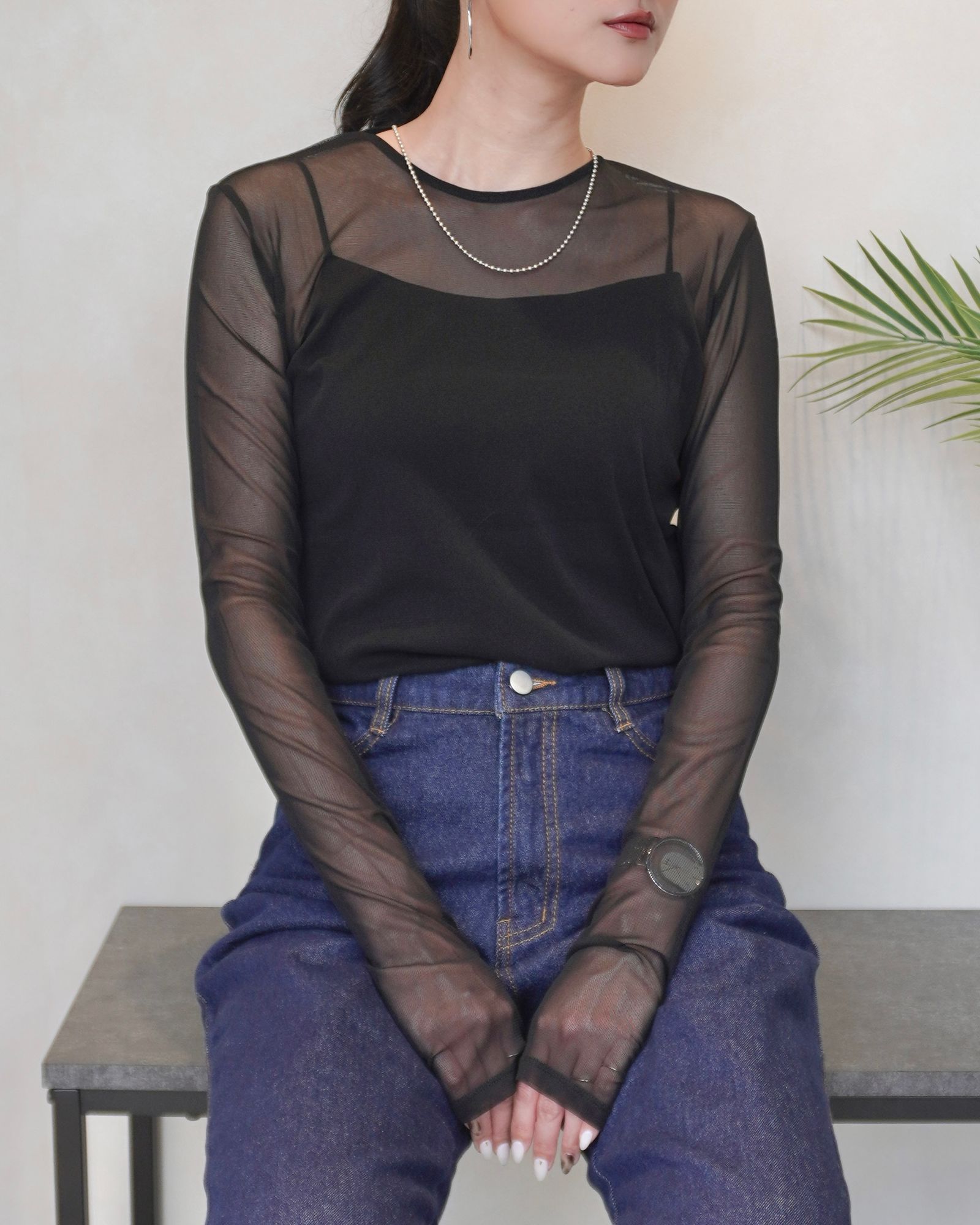 【25AW】2way Sheer Tops / 2ウェイ シアートップス (ブラック)