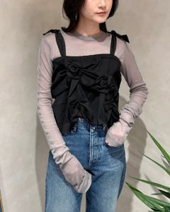【25SS】FLOWER MICRO TOP / フラワーマイクロトップス (ブラック) / レディース