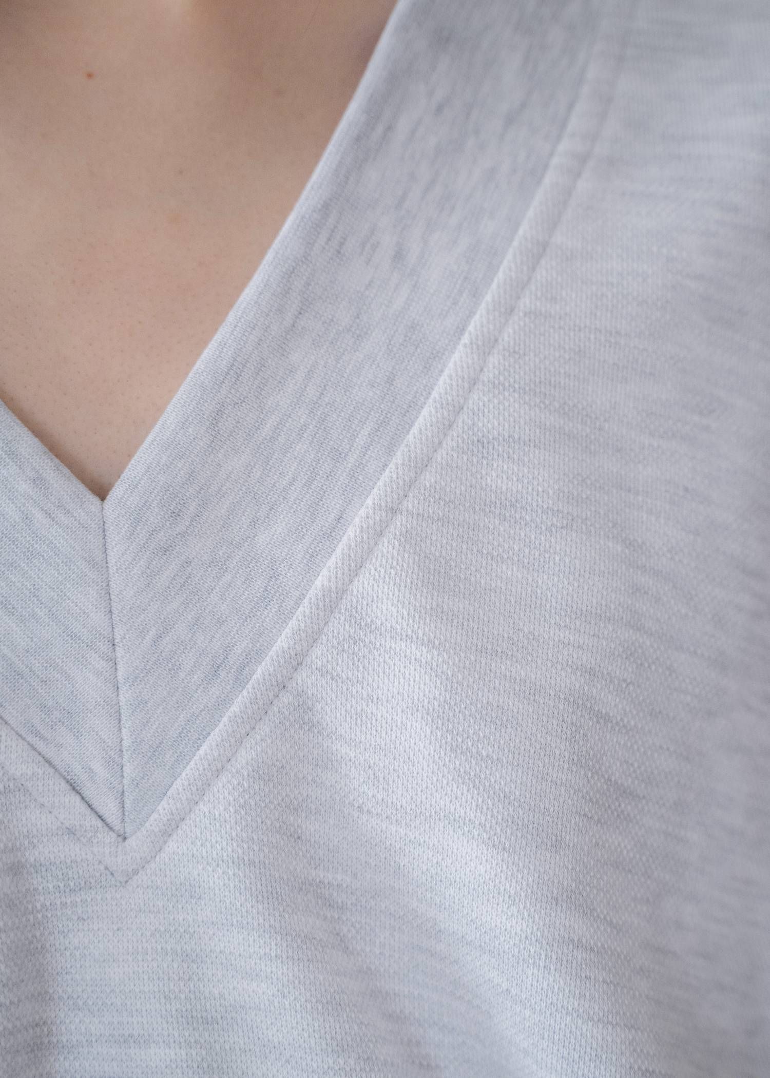 バルーンヘム スウェット半袖トップス (オートミール) balloon hem moss stitch sweat tops (Oatmeal) /  26SS