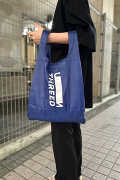 RECYCLE ECO-BAG M / リサイクルエコバッグ ミディアム (ネイビー) / 折りたたみゴム付き / マチ有り / コンビニサイズ