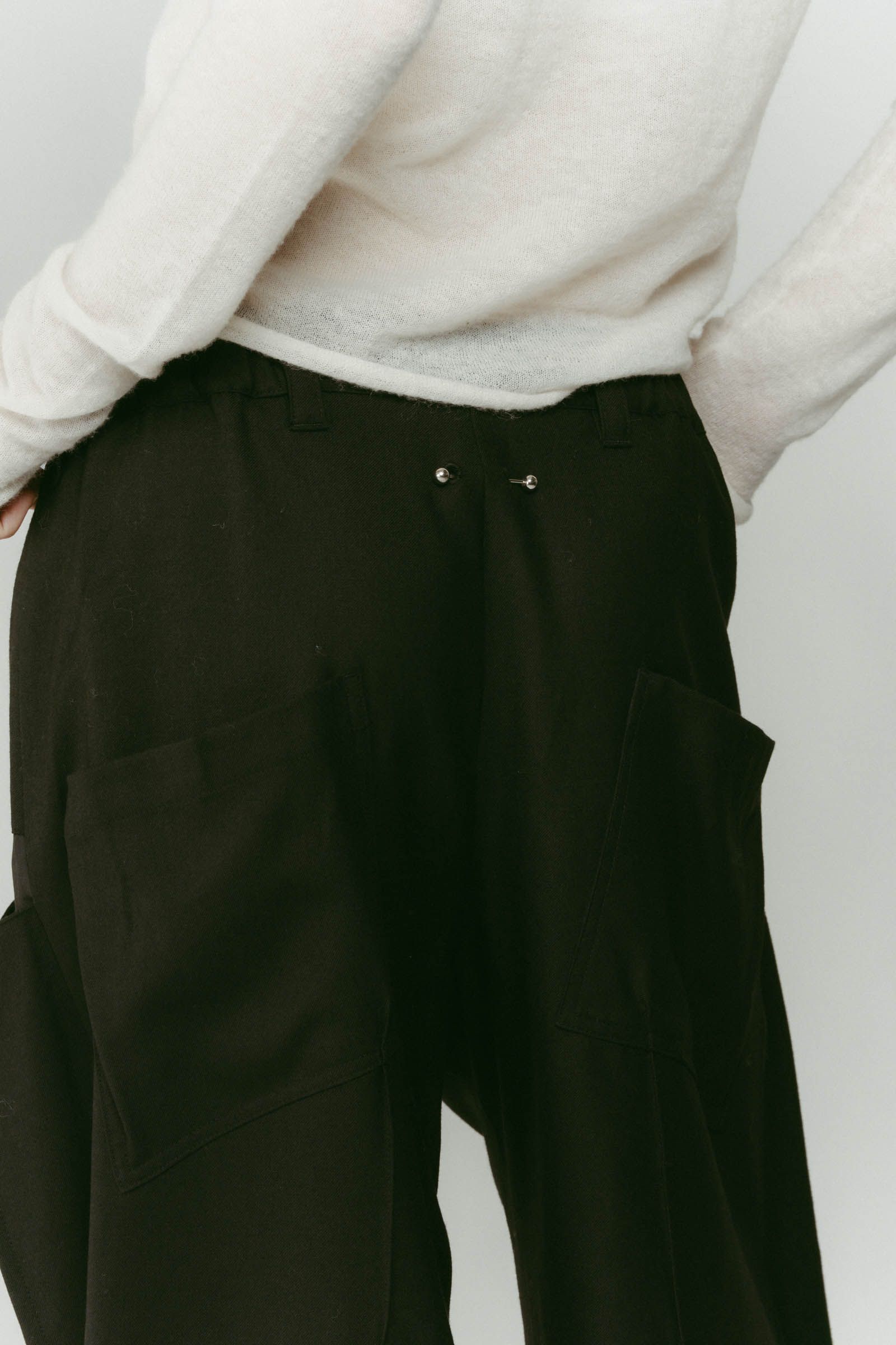 pierced drape pants(unisex) / ピアス ドレープ パンツ (ブラック) / 25AW