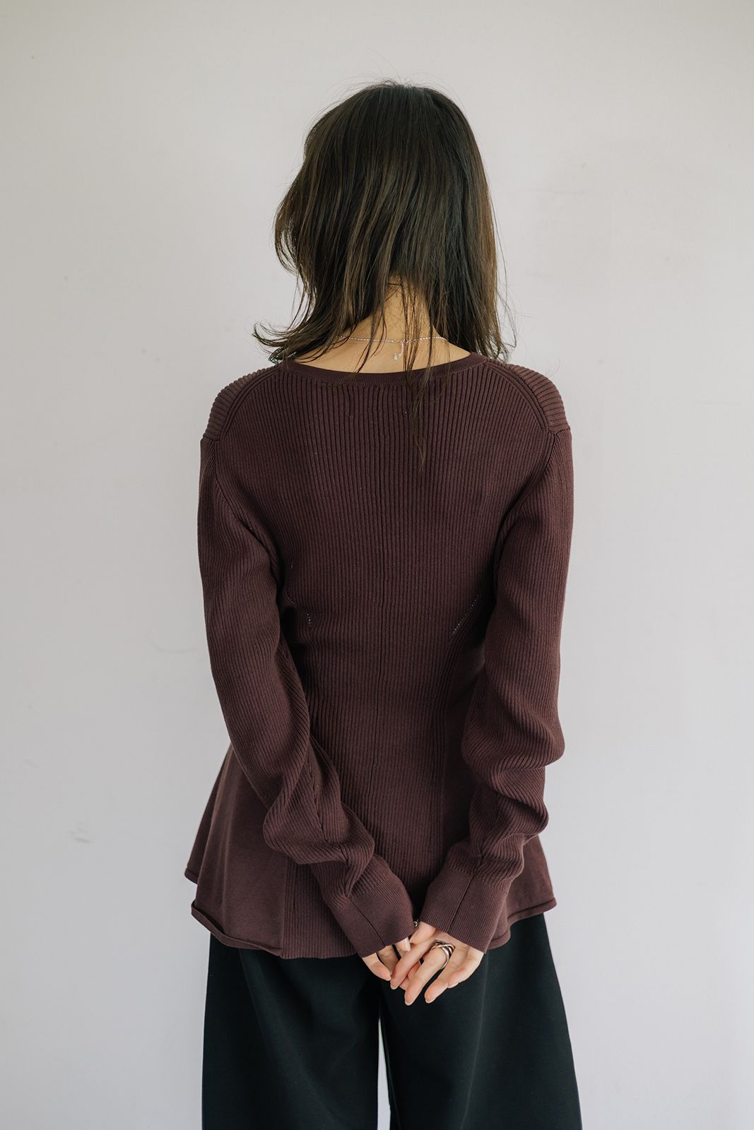 ペプラムニットカーディガン (バーガンディ) Peplum knit cardigan (Burgundy) / 26AW