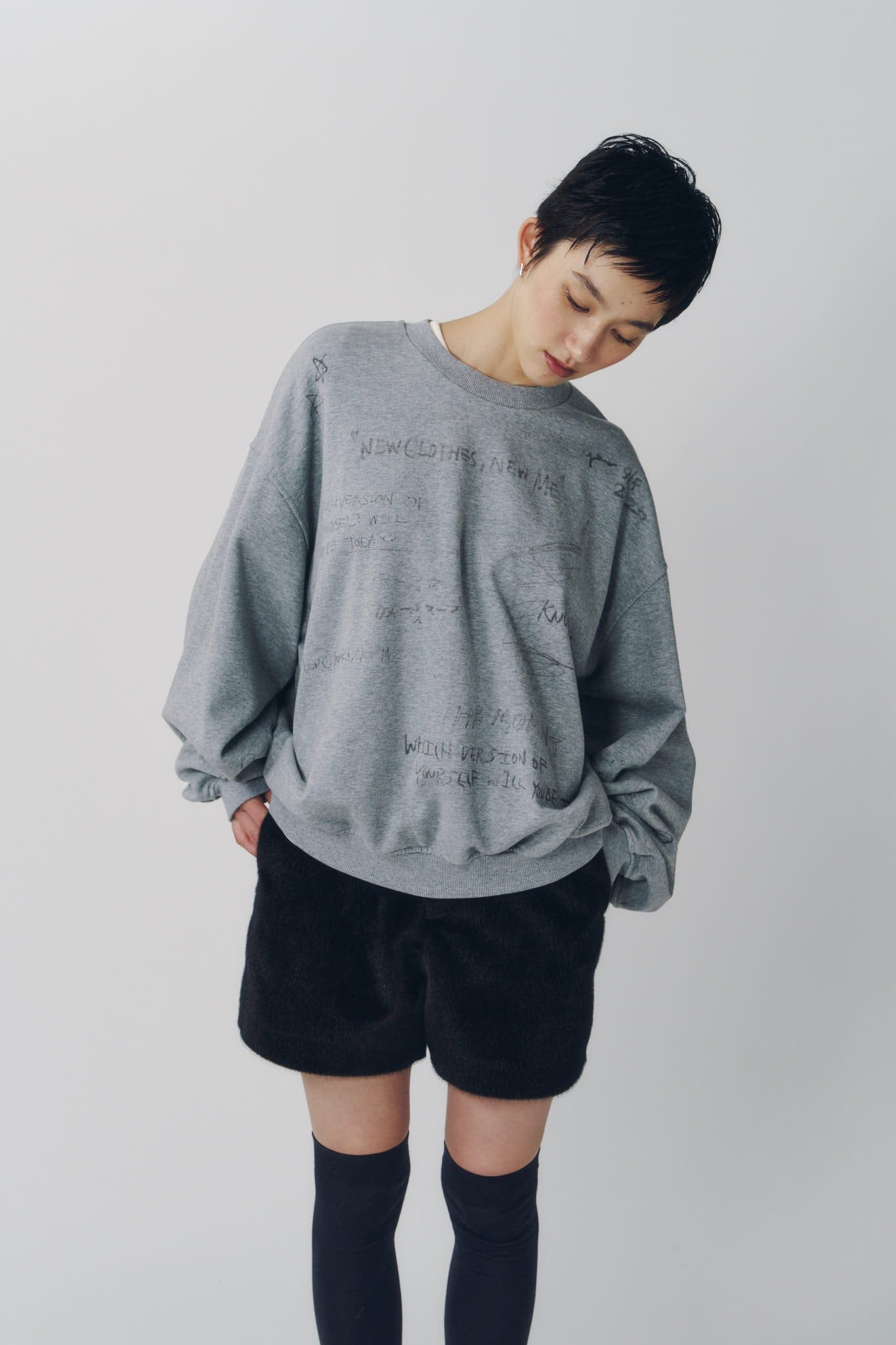 メッセージ スウェット (グレー) message sweatshirt(unisex) (Gray) / 26AW
