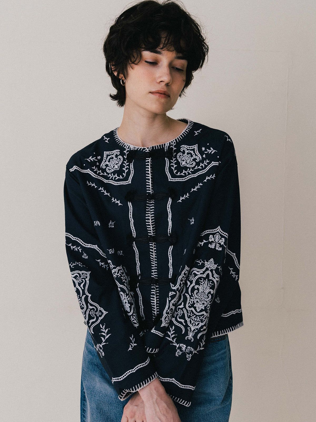 【25AW】VENEZIA LACE BLOUSE / ヴェネツィアレースブラウス (ネイビー)