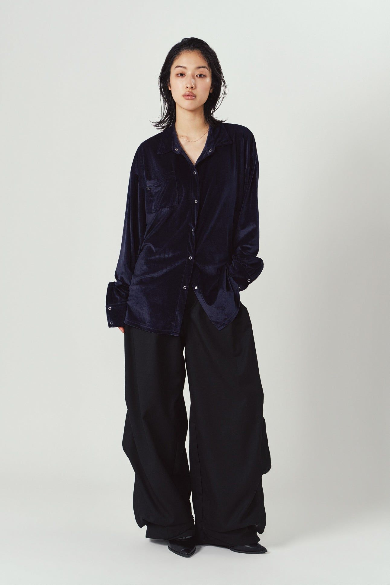2ウェイ ベロアシャツ (ネイビー) 2way velour shirt (Navy) / 26AW