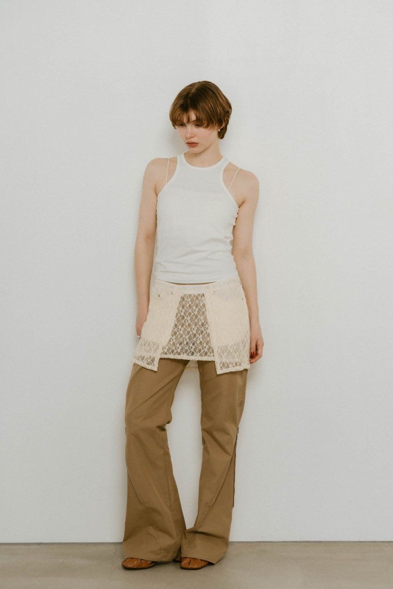2piece zip flare pants / 2ピース ジップフレアパンツ (ベージュ) / 25SS
