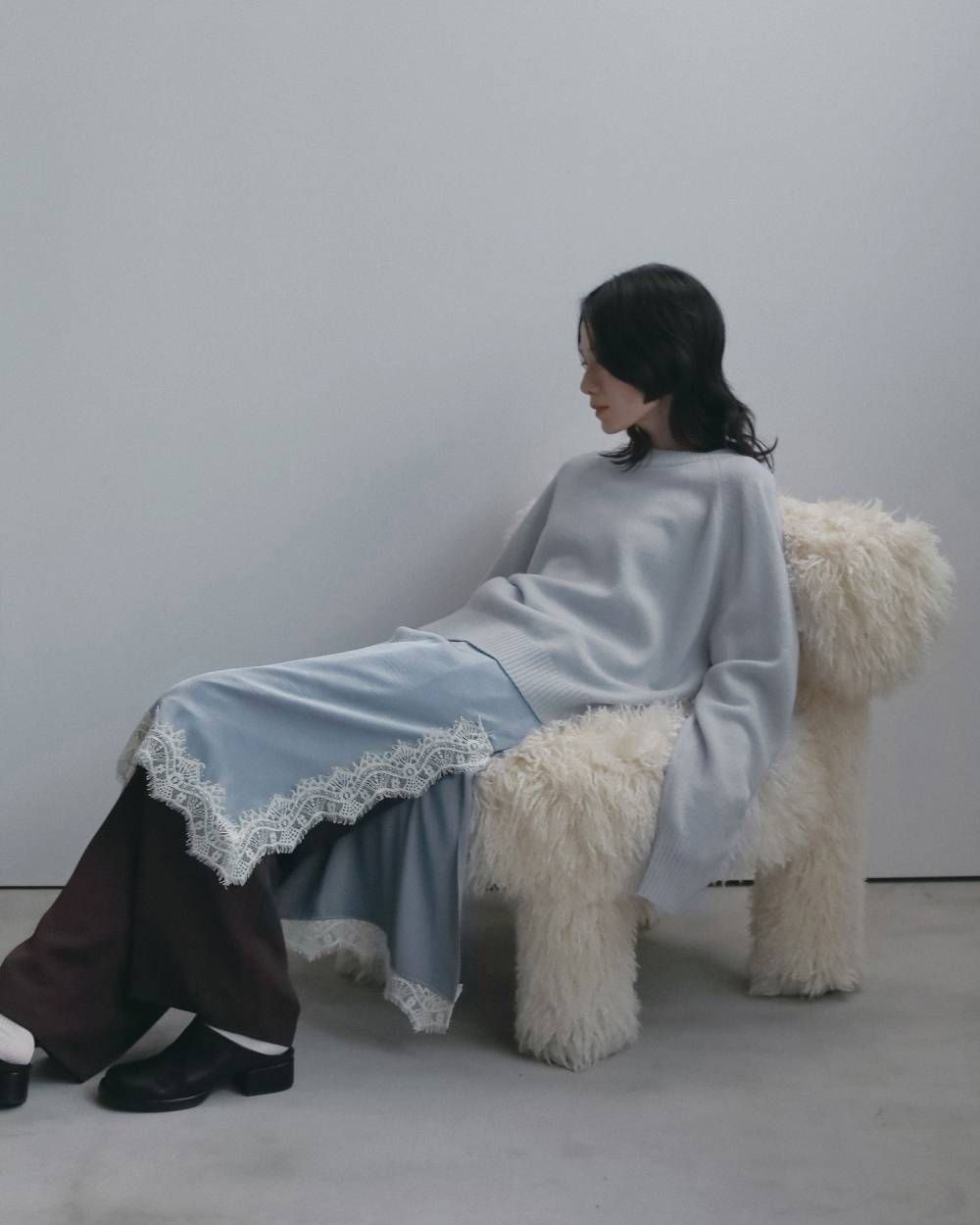ウールクルーネックトップス (アイスブルー) Wool Crewneck Tops (Iceblue) / 26AW 【6月29日まで期間限定予約】
