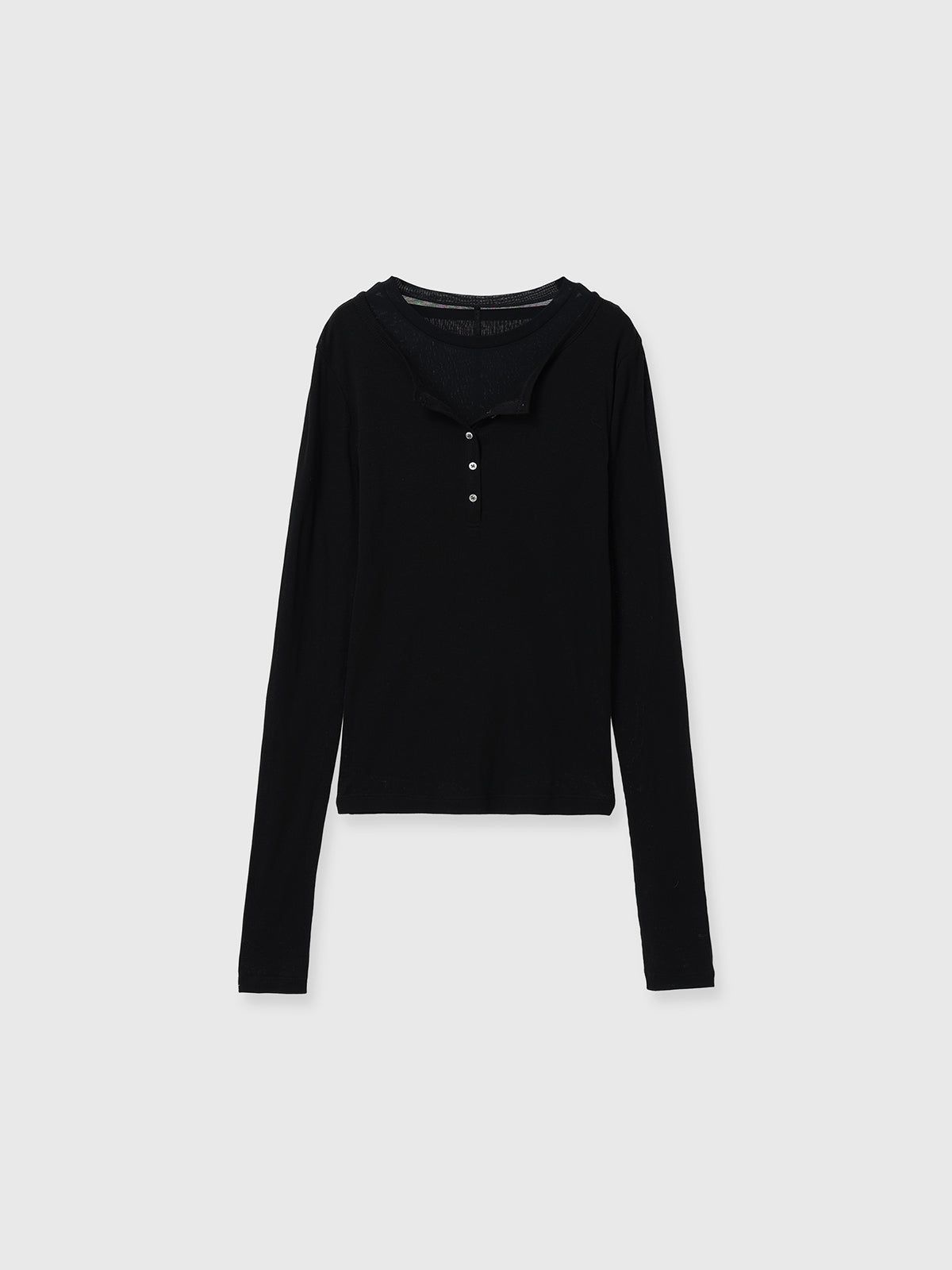【25AW】LAYERED L/S HENLY TEE / レイヤード ロングスリーブ ヘンリーTシャツ (ブラック)