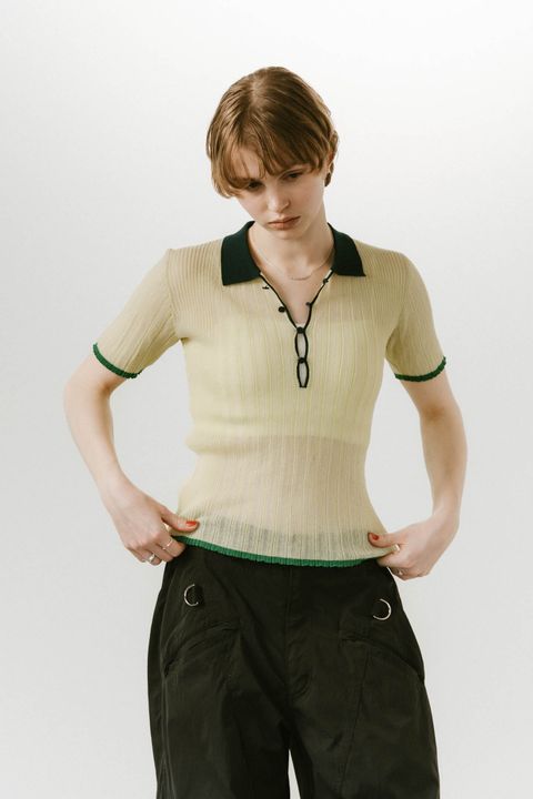 sheer polo knit / シアーニットポロシャツ (ミント) / 25SS