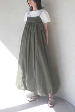 TUCK GATHER BALLOON DRESS / タックギャザー バルーンドレス (カーキ)