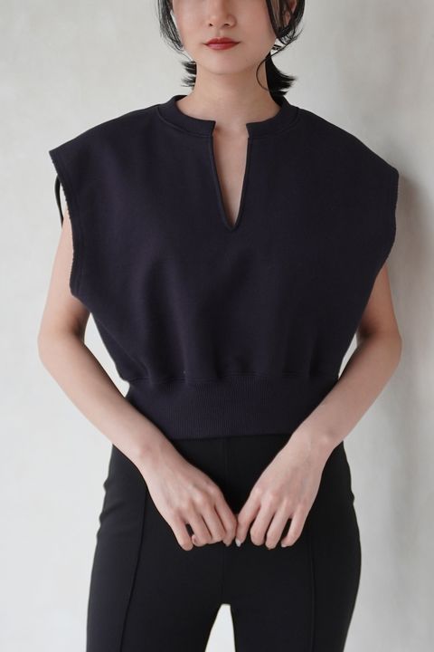 HELENE SLEEVELESS SWEAT PULLOVER / スリーブレススウェットプルオーバー (ネイビー)