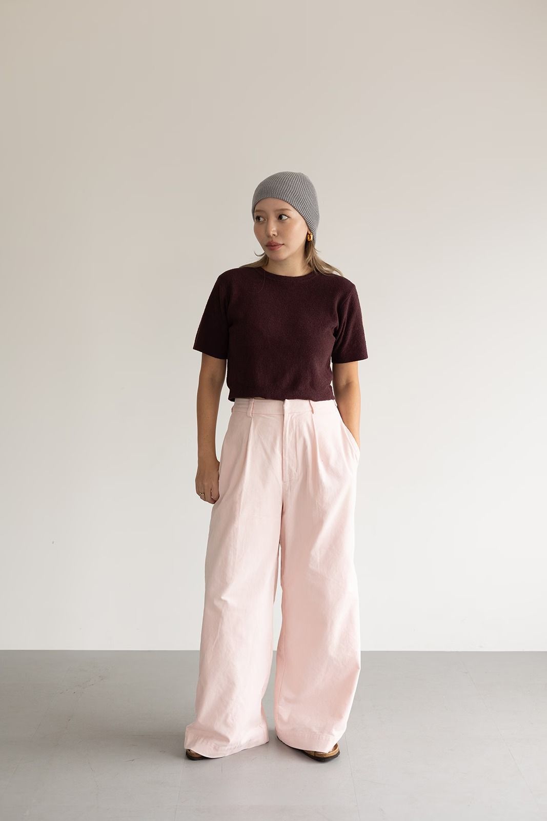 ハーフスリーブ2wayコンパクトカーディガン (バーガンディ)  Compact Cardigan (Burgundy) /  26SS