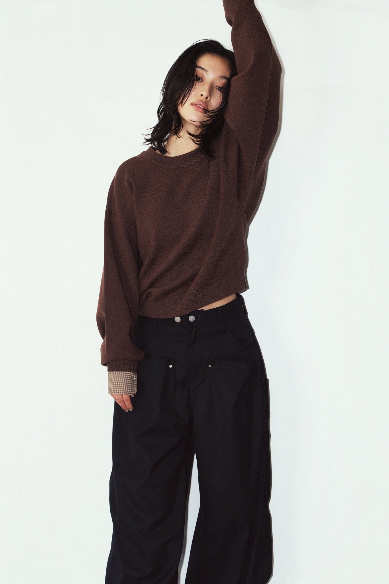 【LADIESサイズ】2ウェイ ノームコア ニット (ブラウン) 2way cuffs normcore knit (Brown) / 26AW