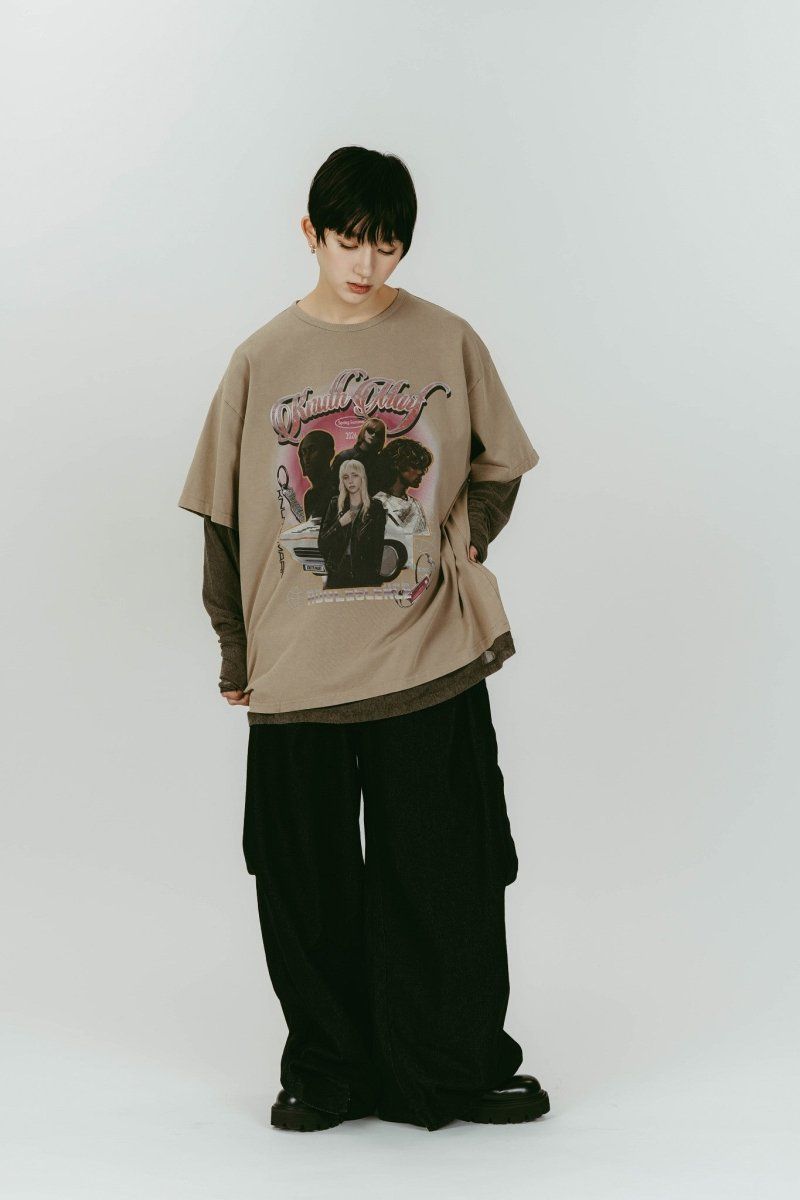 AI future layered t-shirt(unisex) (Beige) / レイヤードTシャツ (ベージュ) / 26SS