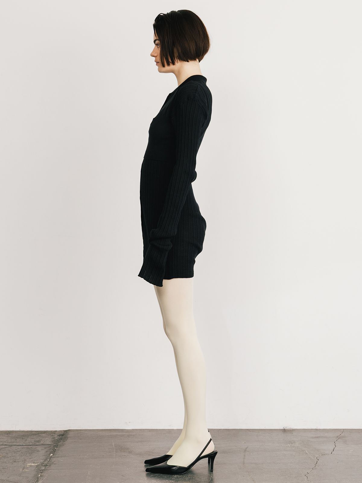 【25SS】KNIT BUSTIER LONG SHIRTS / ニットビスチェ ロングシャツ (ブラック)