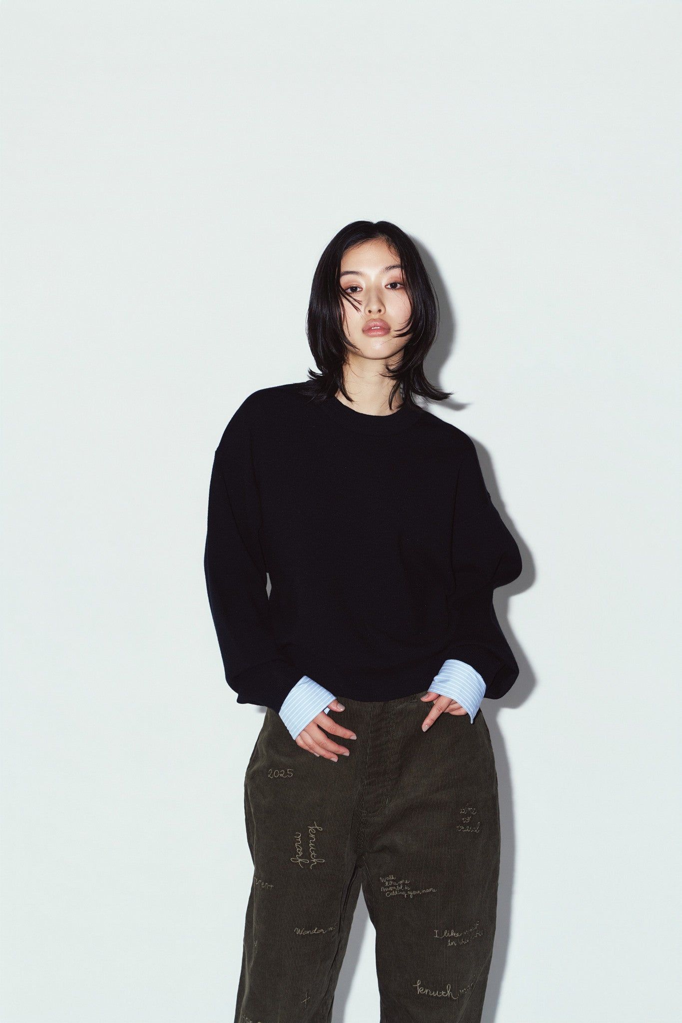 【LADIESサイズ】2ウェイ ノームコア ニット (ブラック) 2way cuffs normcore knit (Black) / 26AW