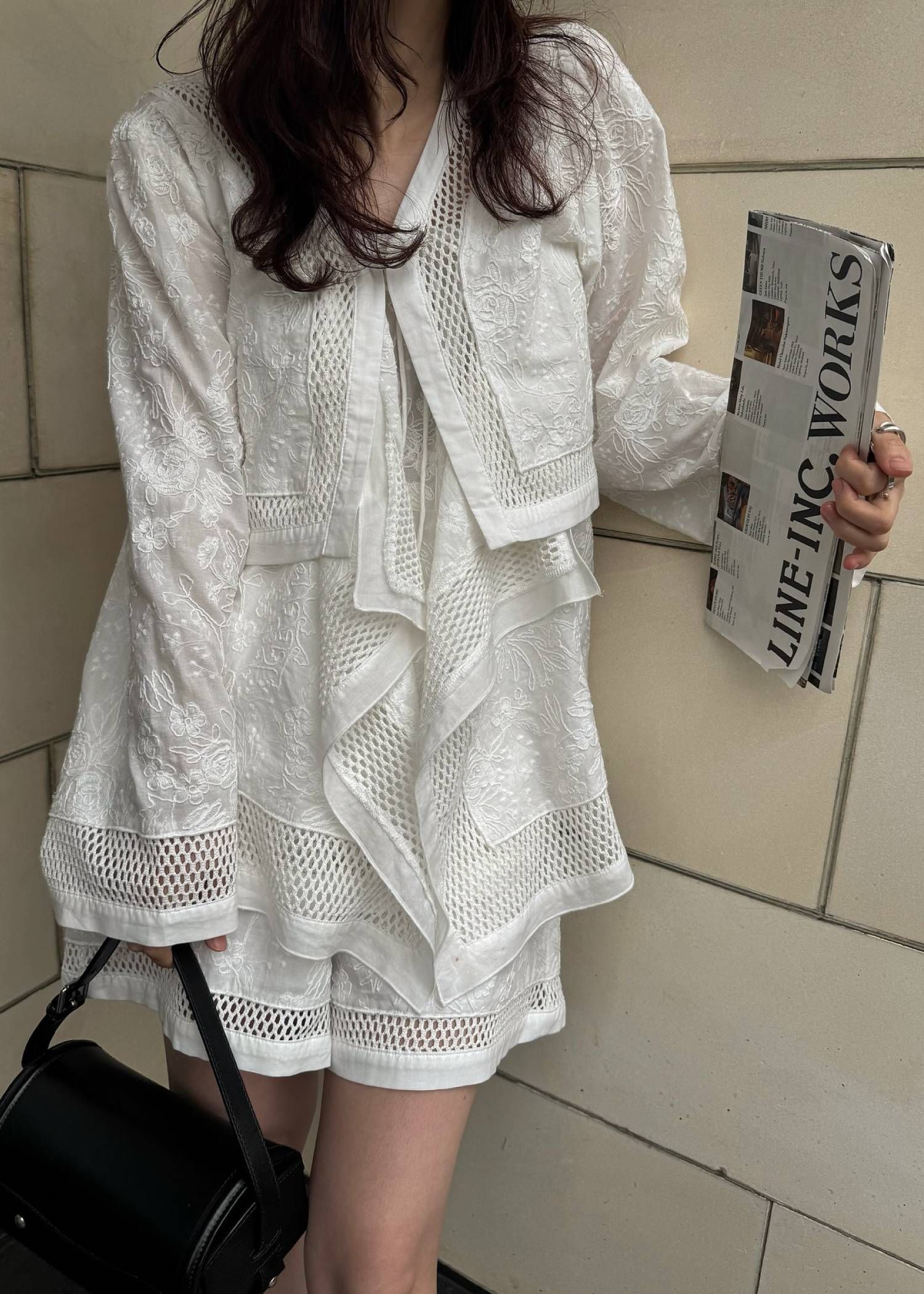 レースボレロ  (ホワイト) trimming lace cropped bolero BL (White) /  26SS