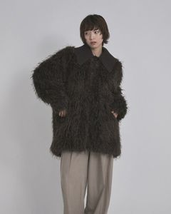 【先行予約】【26TH-06】モヘア調ファーカーディガン (ブラウン) Mohair Like Fur Cardigan (Brown) /  エコファー  /  フェイクファー 【受注期間6/14 23:59まで】