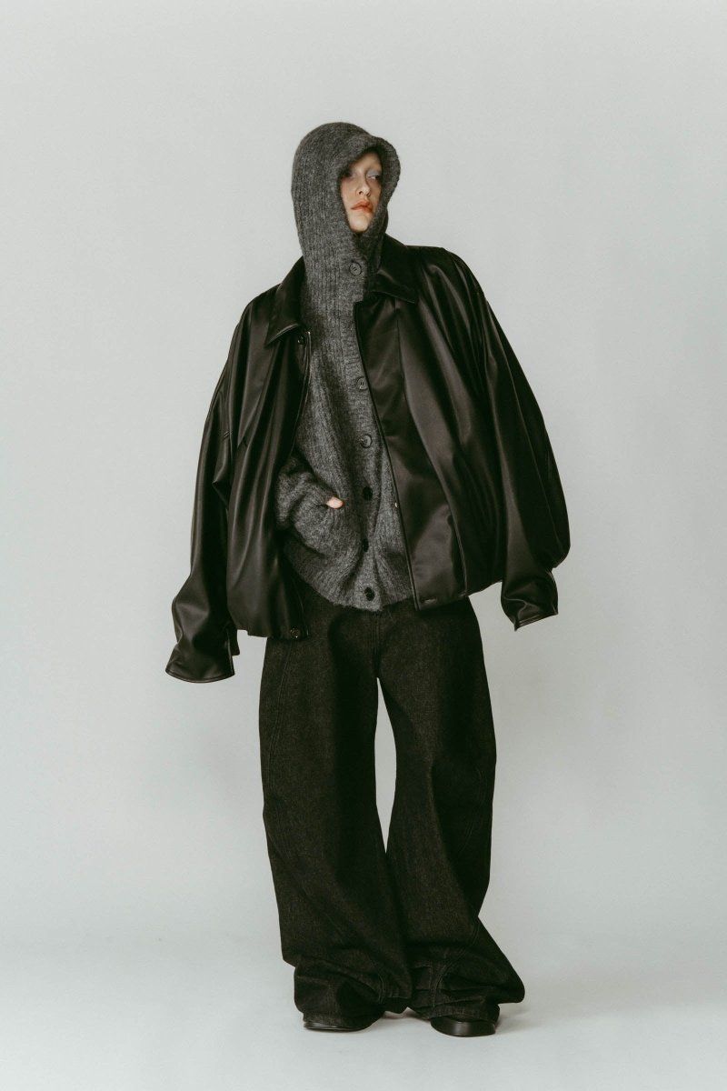 hooded cardigan knit / フーデッド カーディガンニット (グレー) / 25AW