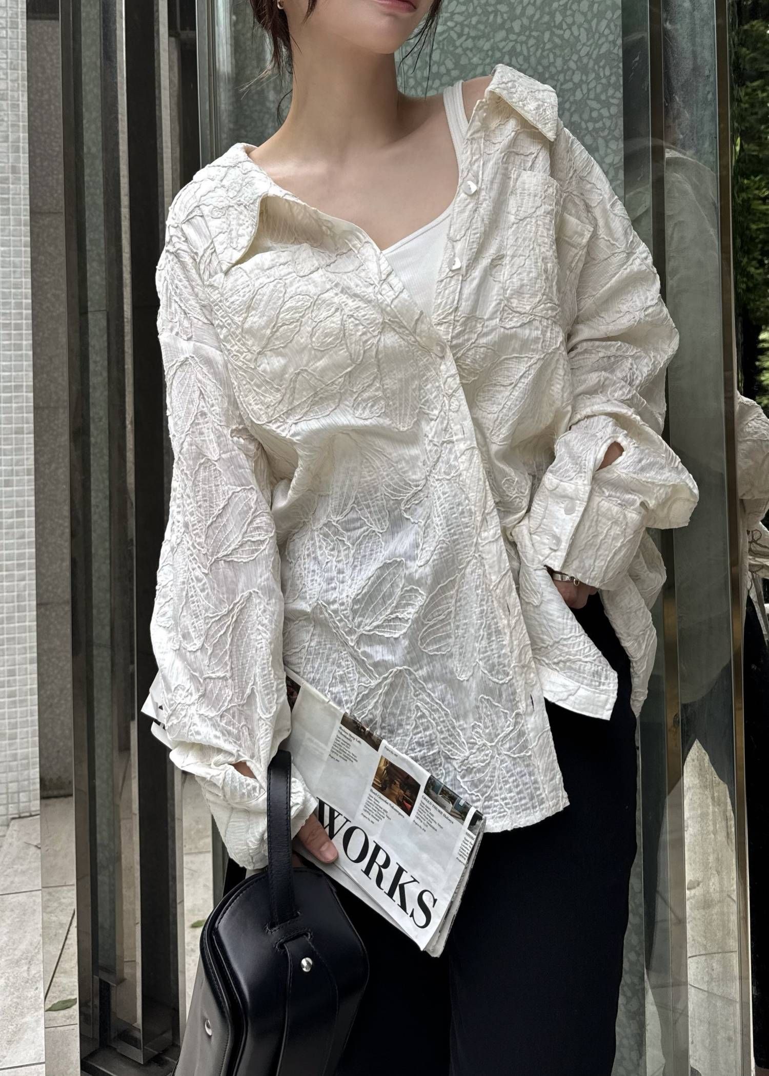 エンブロイダリー リラックス シャツ (アイボリー) thread embroidery relax SH (Ivory) /  26SS