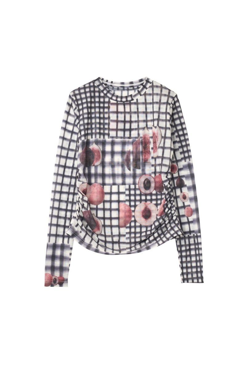 fruit-check print knit (Black) / フルーツチェックトップス (ブラック) / 26SS