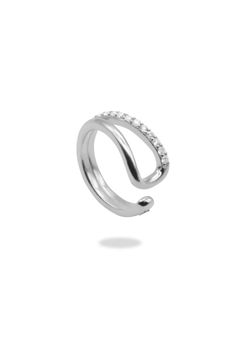 【即納】DOUBLE RECTA MOISSANITE EAR-CUFF / ダブル レクタ モアサナイト イヤーカフ STERLING SILVER 925 (シルバー)