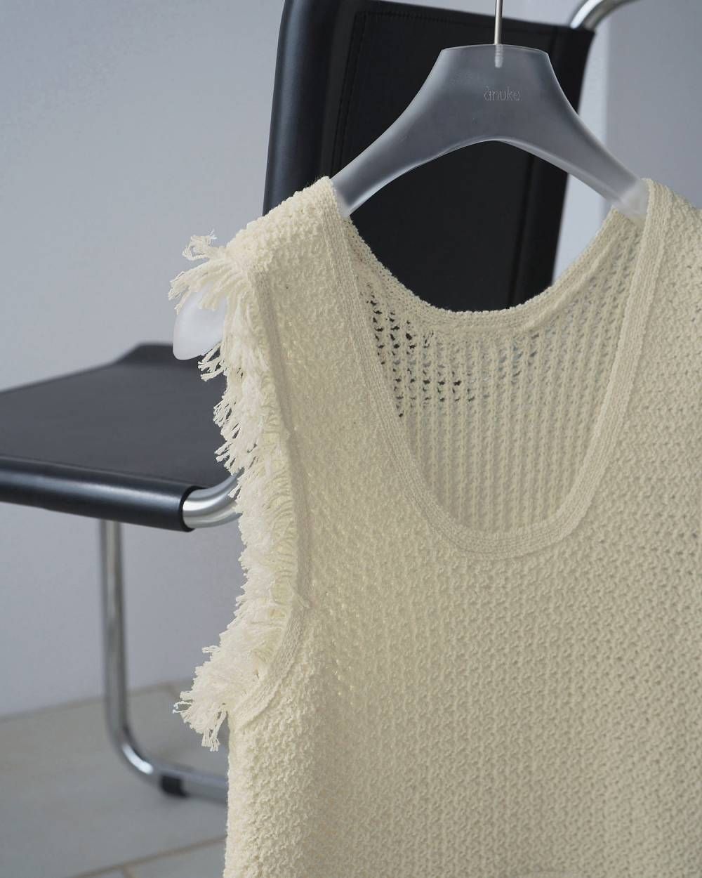 フリンジ ニットタンクトップ (アイボリー) Fringe Knit Tanktop (Ivory) / 26SS