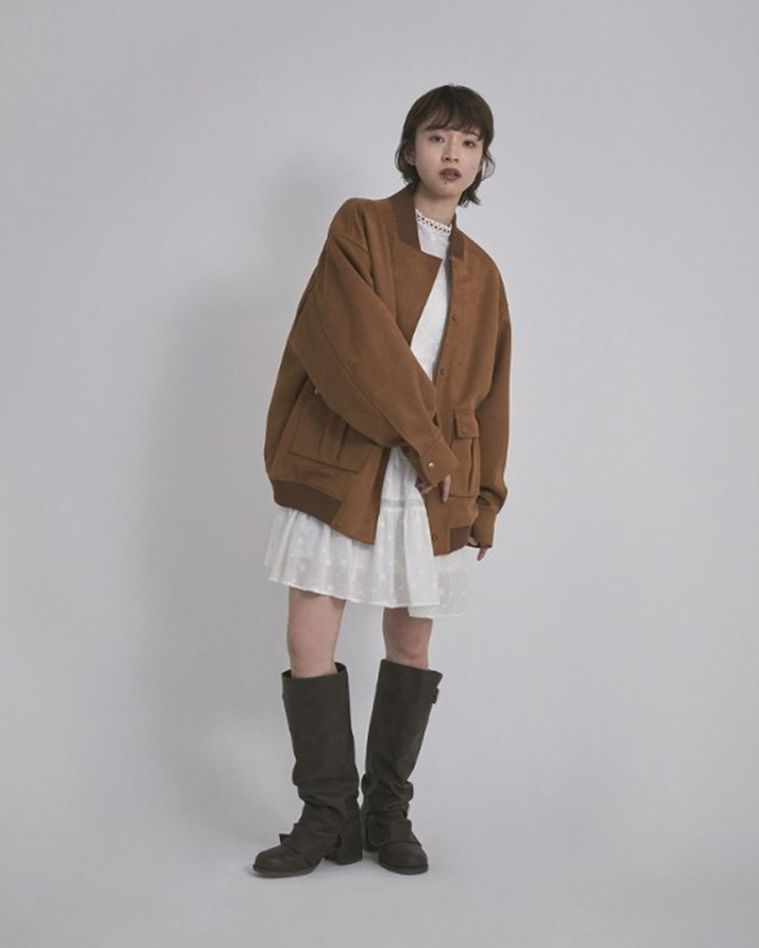 【先行予約】【26TH-04】フェイクスエードブルゾン (キャメル) Fake Suede Blouson (Camel) /  エコファー  /  フェイクファー 【受注期間6/14 23:59まで】