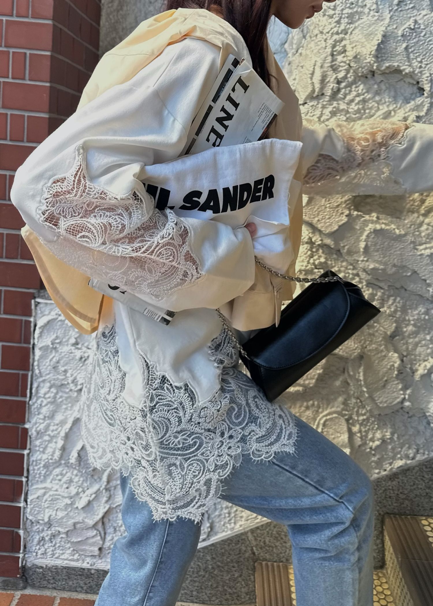 scallop lace sheer panel cut & sewn tops / シアーレース カットソートップス (Ivory) / 26SS