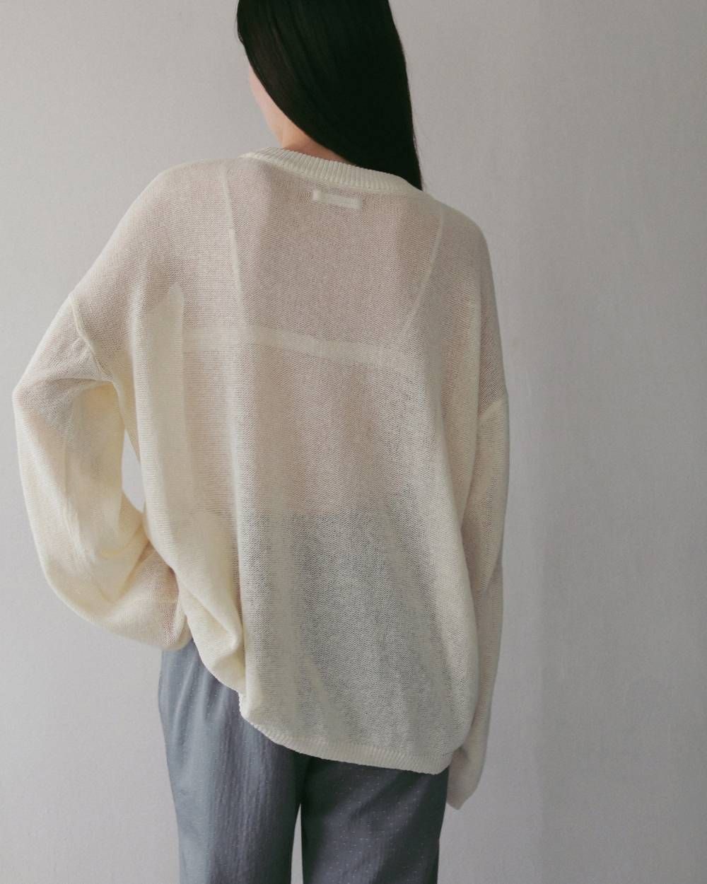 コットンリネン ルーズニット (アイボリー) Cottonlinen Loose Knit (Ivory) / 27SS
