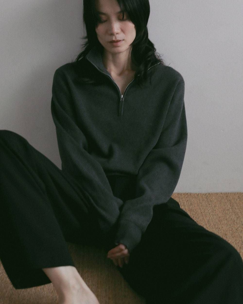 ツイル タックワイドパンツ (ブラック) Twill Tuck Widepants (Black) / 27SS