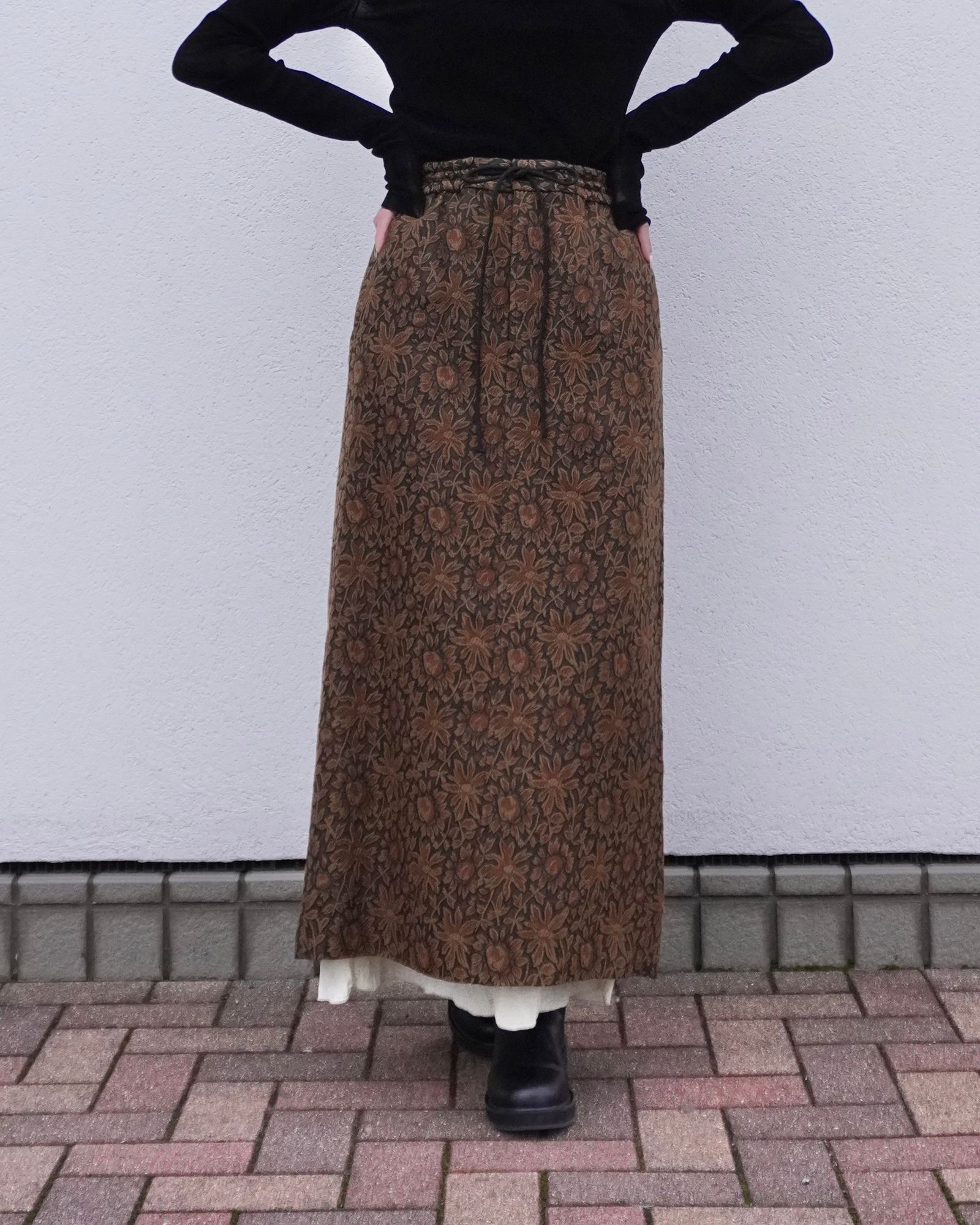 Adam jacquard long skirt / アダムジャカードロングスカート (ブラウン)
