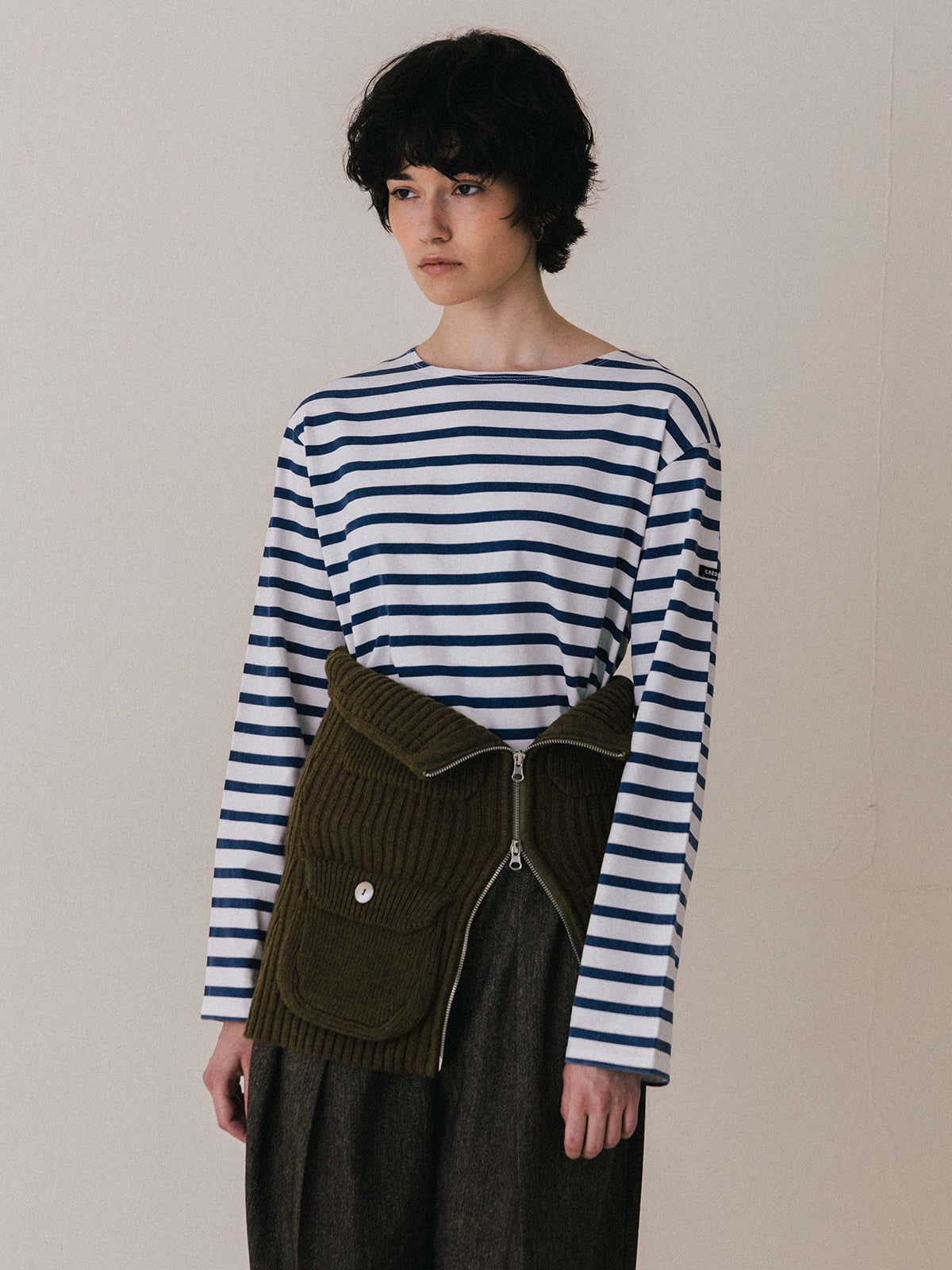 【25AW】MILITALY KNIT BUSTIER / ミリタリー ニットビスチェ (カーキ)