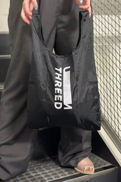 RECYCLE ECO-BAG M / リサイクルエコバッグ ミディアム (ブラック) / 折りたたみゴム付き / マチ有り / コンビニサイズ