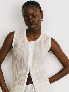 【25SS】EURO HOOK SHEER RIB TOP / シアーリブトップ (アイボリー)