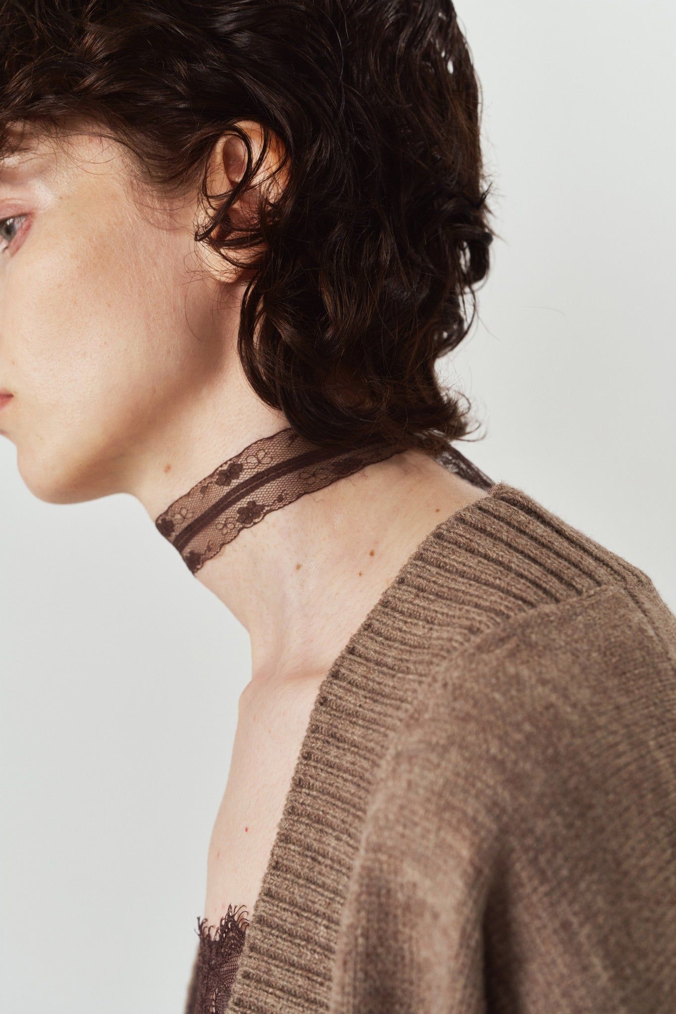 レースキャミソールドレス (ブラウン) lace cami dress (Brown) / 26AW