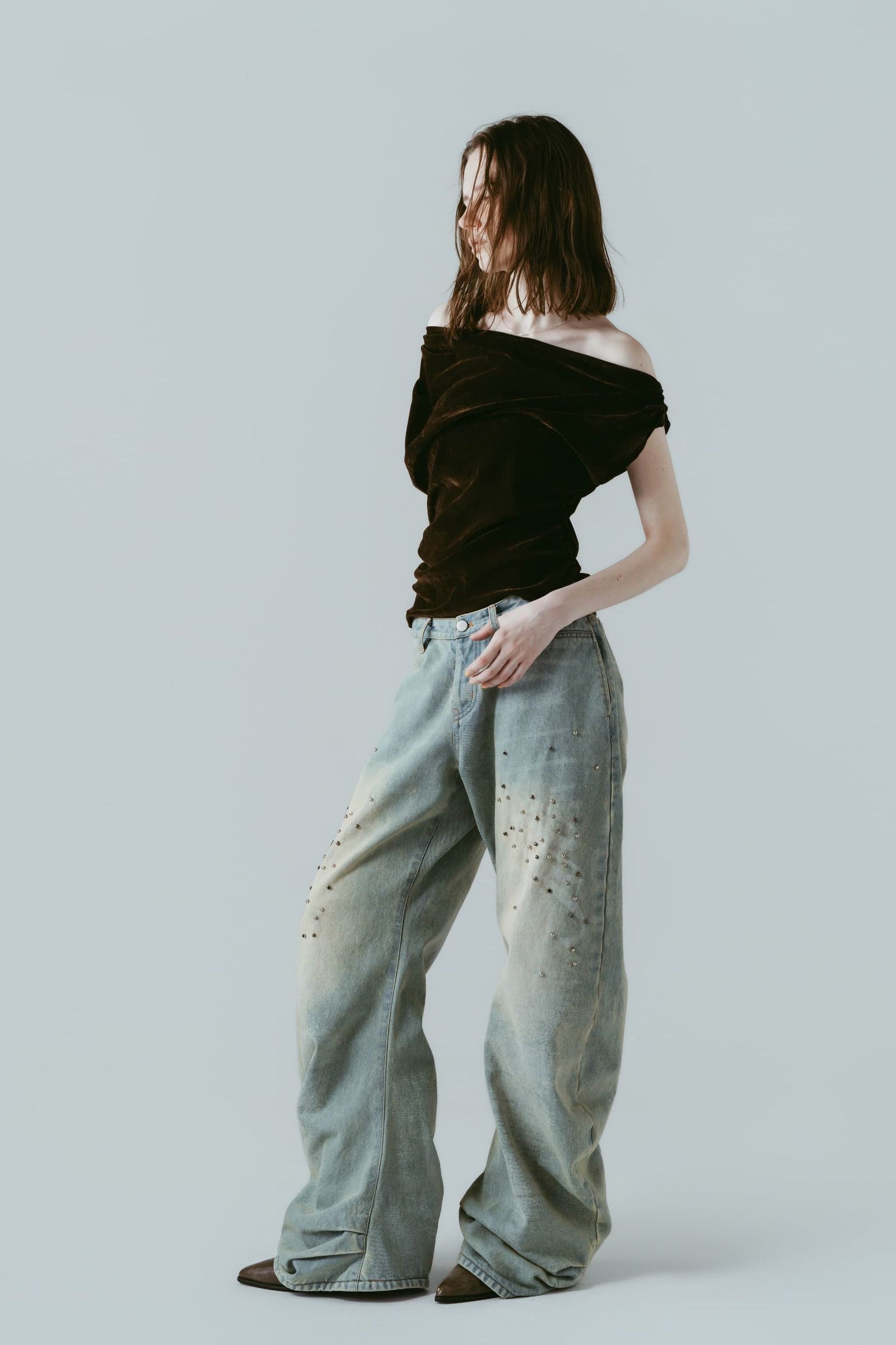 シアーベロア トップス (ブラウン) sheer velour top (Brown) /  26SS