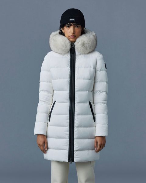 【2025AW】CALLA-BX / ファー付きストレッチダウンコート (オフホワイト)